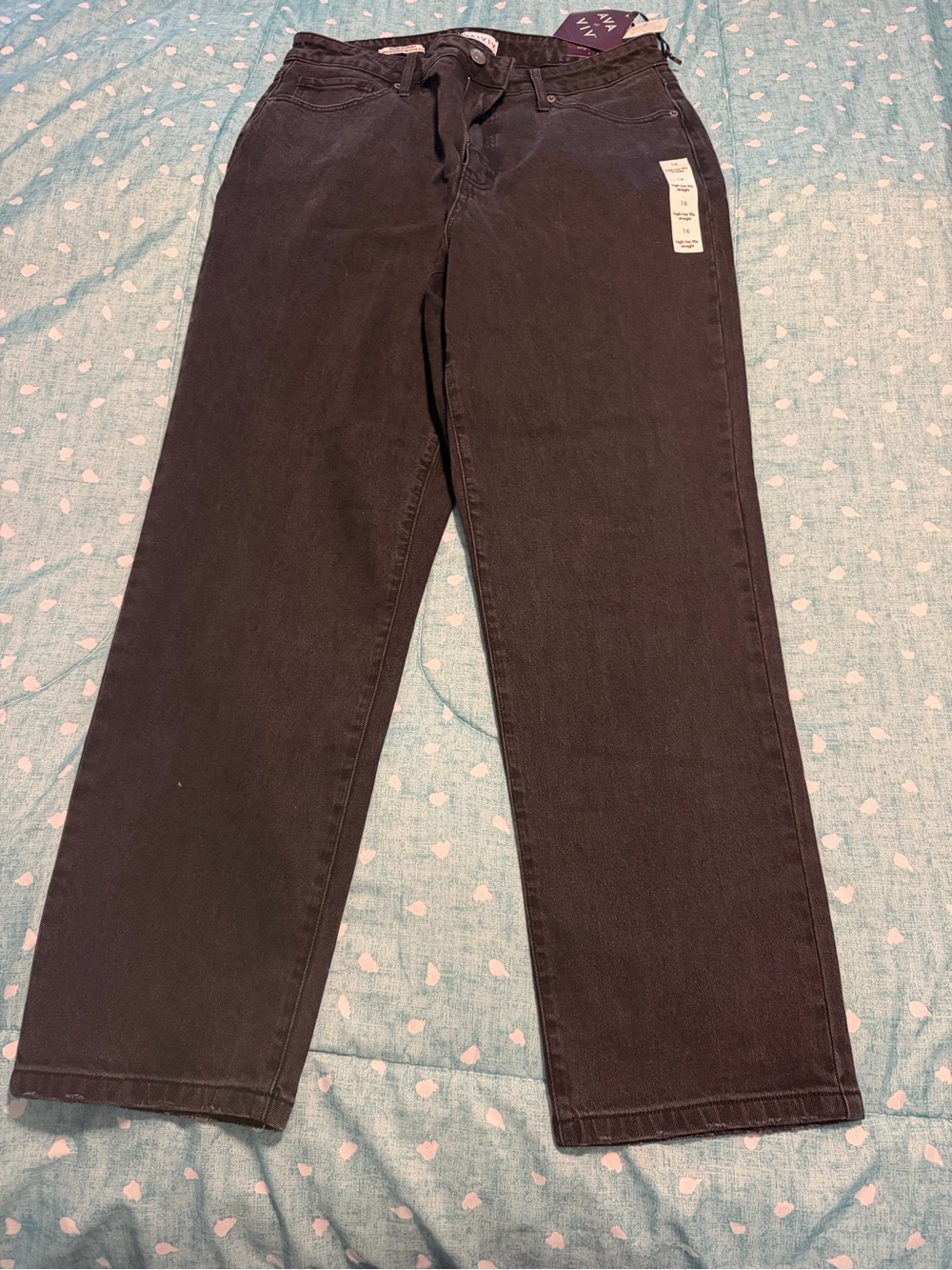 NWT NEW sz 16 High Rise Straight Black Jeans. RETAIL $35.00